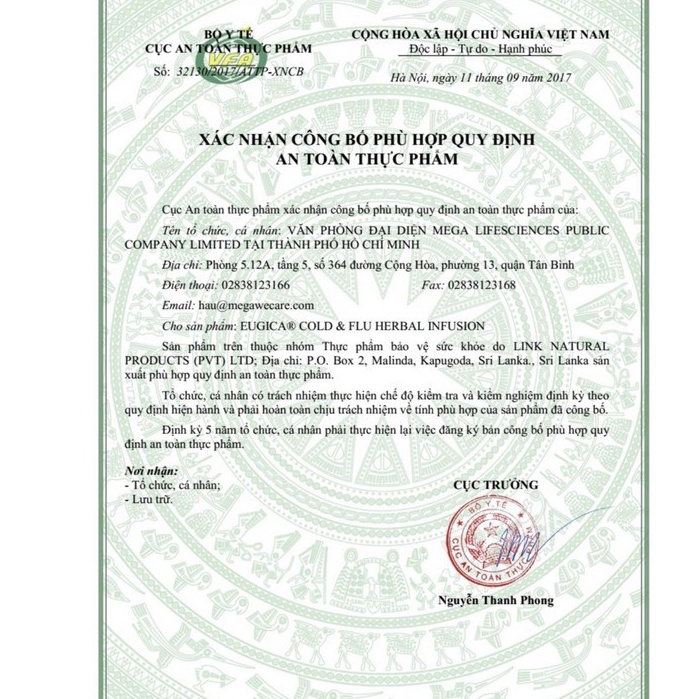 Trà thảo dược Eugica Cold &amp; Flu hộp 10 gói