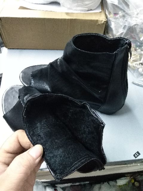 [Ảnh thật] Bốt Nữ Cao Cổ Xỏ Ngón Hở Mũi | BigBuy360 - bigbuy360.vn