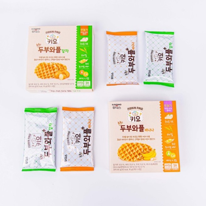 Bánh Waffles ăn dặm đậu hũ non Ildong Hàn Quốc dành cho bé từ 7M+ hộp 64g (Date 01/2023)