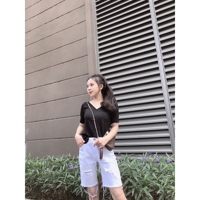 Quần ngố trắng/đen cào rách MANA1107204