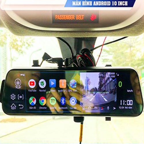 Camera hành trình gắn gương D10, cảnh báo va chạm, màn hình full HD, bảo hành 12 tháng