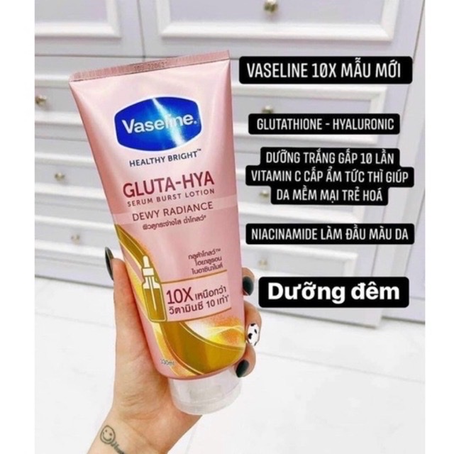 Vaseline dưỡng thể 10X Gluta Hya - 50X trắng da đều màu