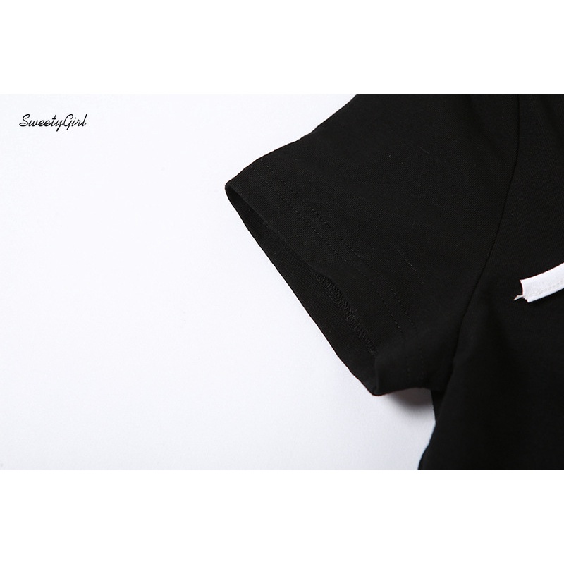 Áo Croptop Tay Ngắn Dáng Ôm Phối Màu Tương Phản Thời Trang 2022 Quyến Rũ Cho Nữ