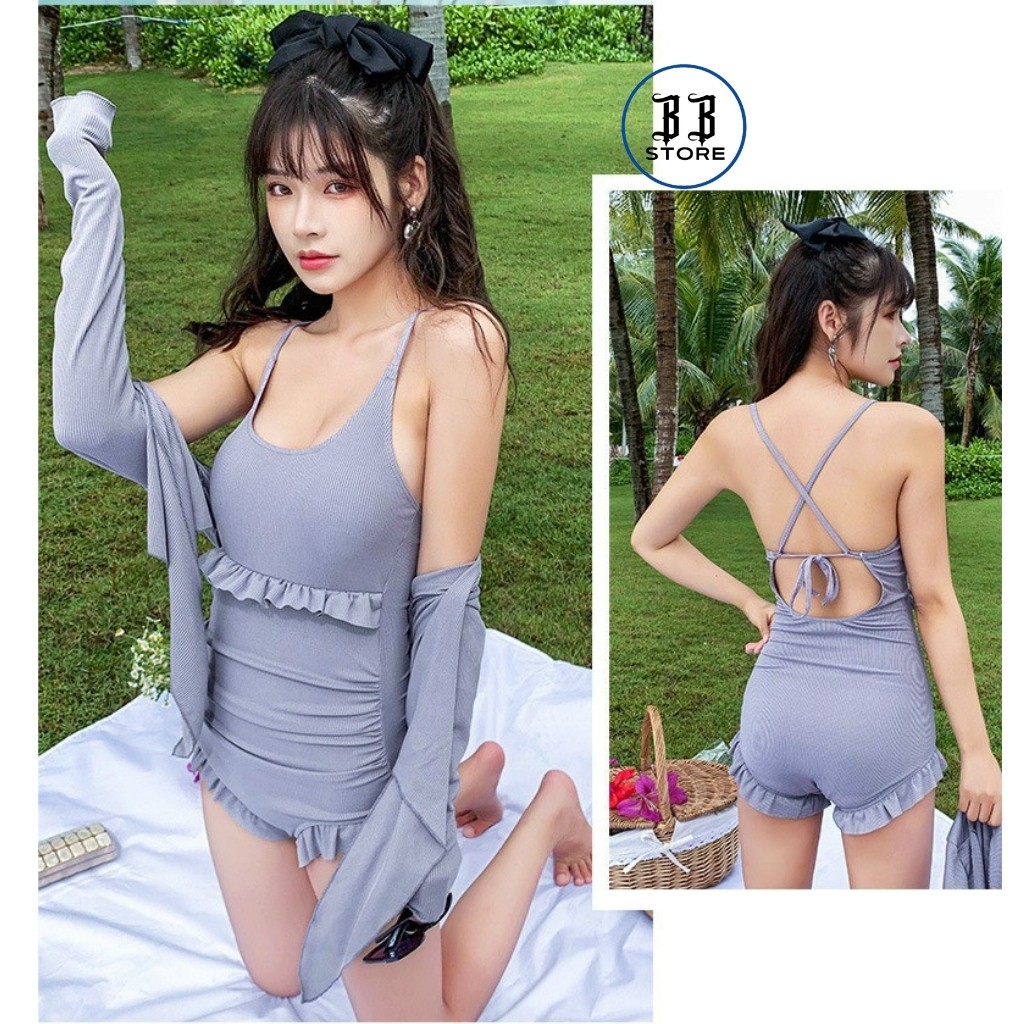 Bikini đi biển, set bikini liền thân, đồ đi biển nữ tiểu thư sang chảnh