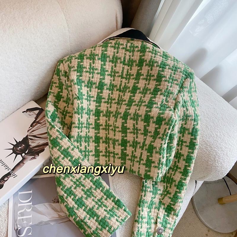 KHOÁC DẠ TWEED QUẢNG CHÂU MÀU KẺ XANH TIỂU THƯ NỔI BẬT