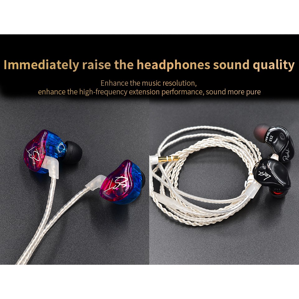 Dây cáp KZ mạ bạc vàng 0.75 chân có mic nâng cấp cho tai nghe KZ ZAX ASX ZSX V90S ZSN PRO X
