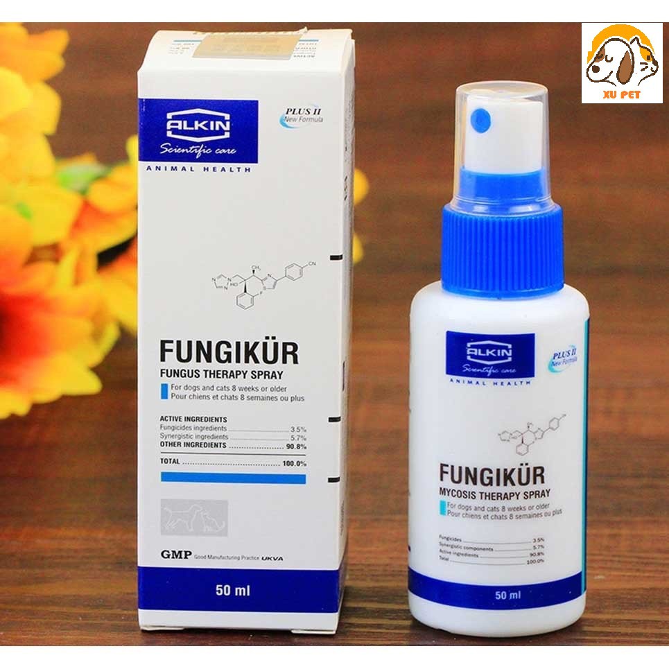 FUNGIKUR Xịt Chữa Nấm, Ve, Rận, Ghẻ, Ngứa Viêm Da Cho Chó Mèo - Alkin Fungikur 50ml