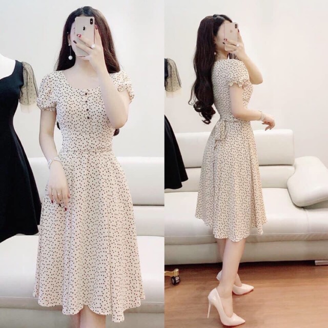 [Kèm ảnh thật]🍒Đầm lụa bi váy xoè eo thắt nơ MLXL2XL