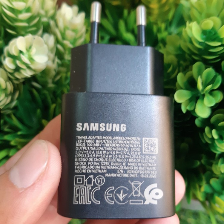 Bộ Sạc Nhanh Samsung 25W Chính Hãng 100% Cho Note 10, Note 20. Tiết Kiệm Thời Gian Sạc, Bảo Vệ Máy Và Pin