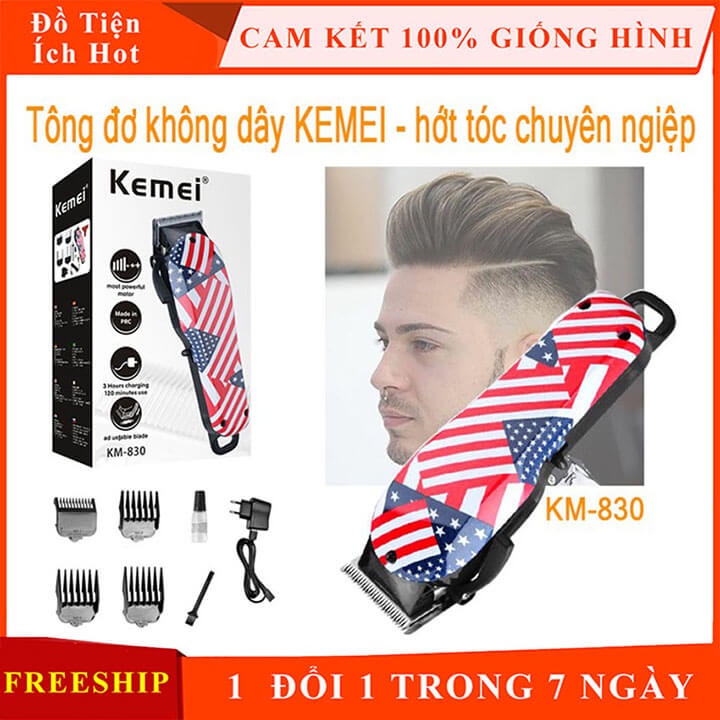 Tông đơ cắt tóc cao cấp Kemei 830, tông đơ cắt tóc chuyên nghiệp cho Salon KM-830 hớt tóc nam nữ, trẻ em