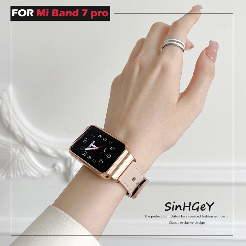 Dây Đeo Thay Thế Chất Liệu Da Bò Cho Xiaomi Mi band 7 Pro 7Pro