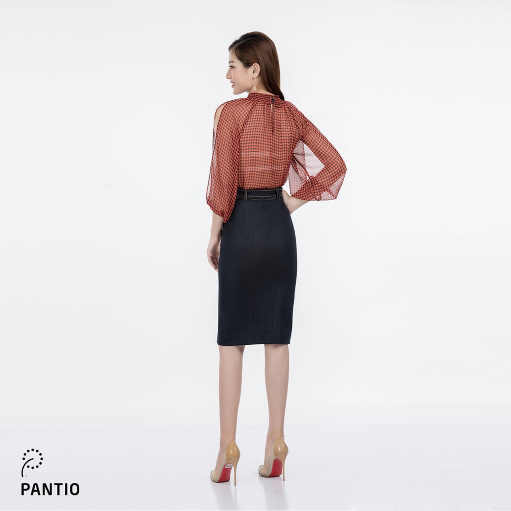 Áo sơ mi chất liệu voan họa tiết đen dáng ôm BAS52320 - PANTIO