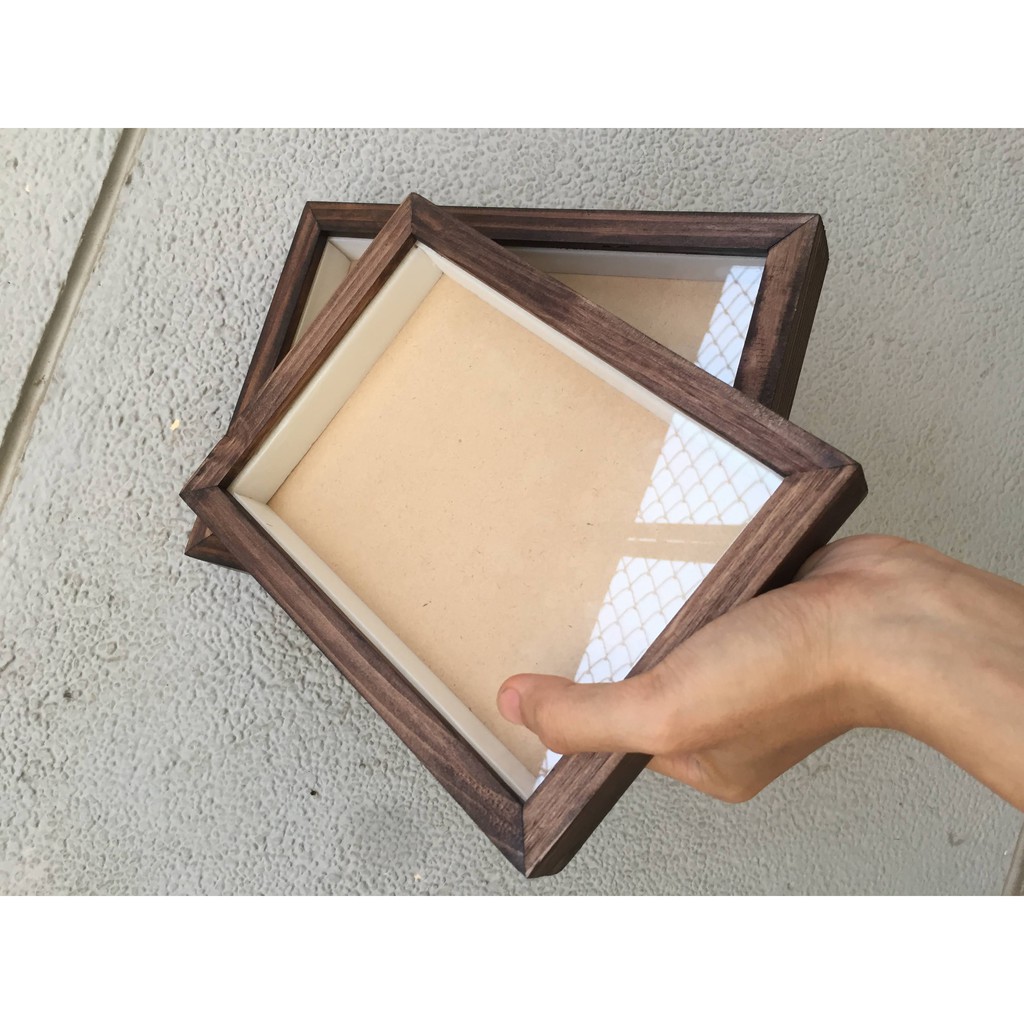 Khung ảnh 13x18 Hộp B1 - Khung hình gỗ thông mặt kính - Khung ảnh đẹp handmade - Picture Frames Tiệm Khung PT