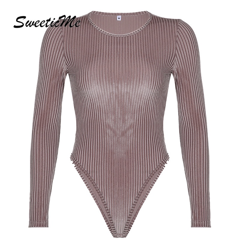 Bộ áo liền quần cổ tròn dáng ôm thời trang quyến rũ cho nữ 2021