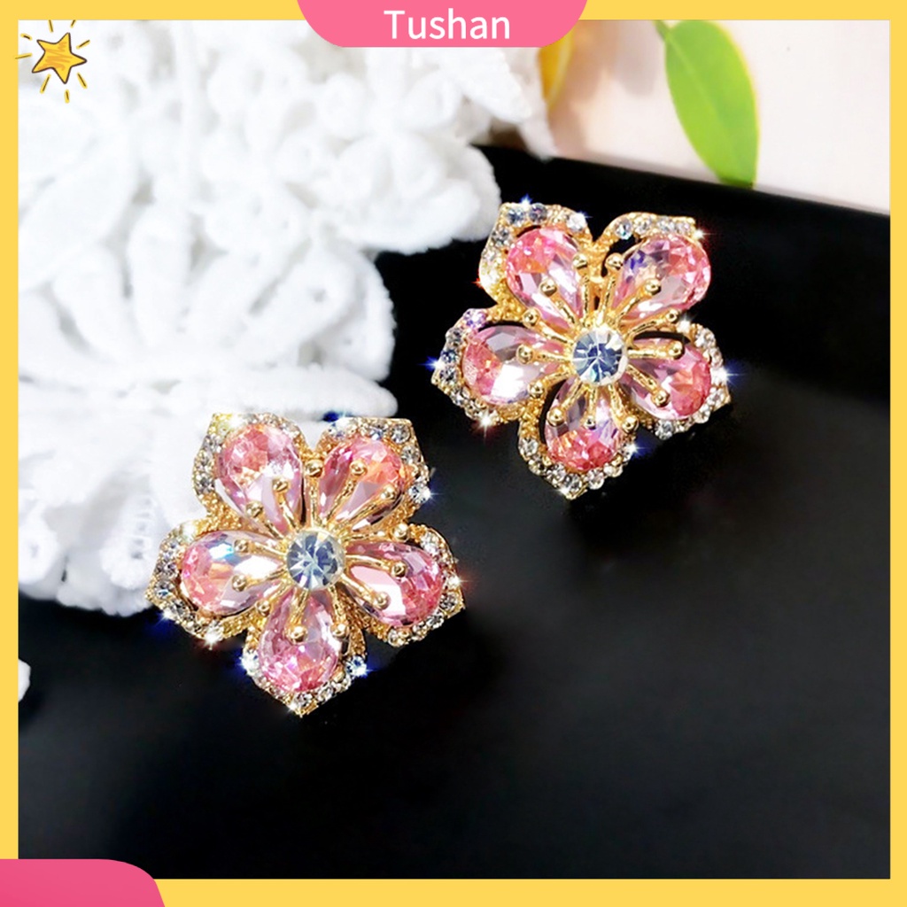 Bông tai đính đá phong cách thanh lịch thời trang dành cho nữ