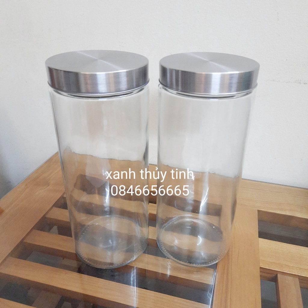 Hũ thủy tinh nắp xoáy inox 2200ml - Mã 1089L