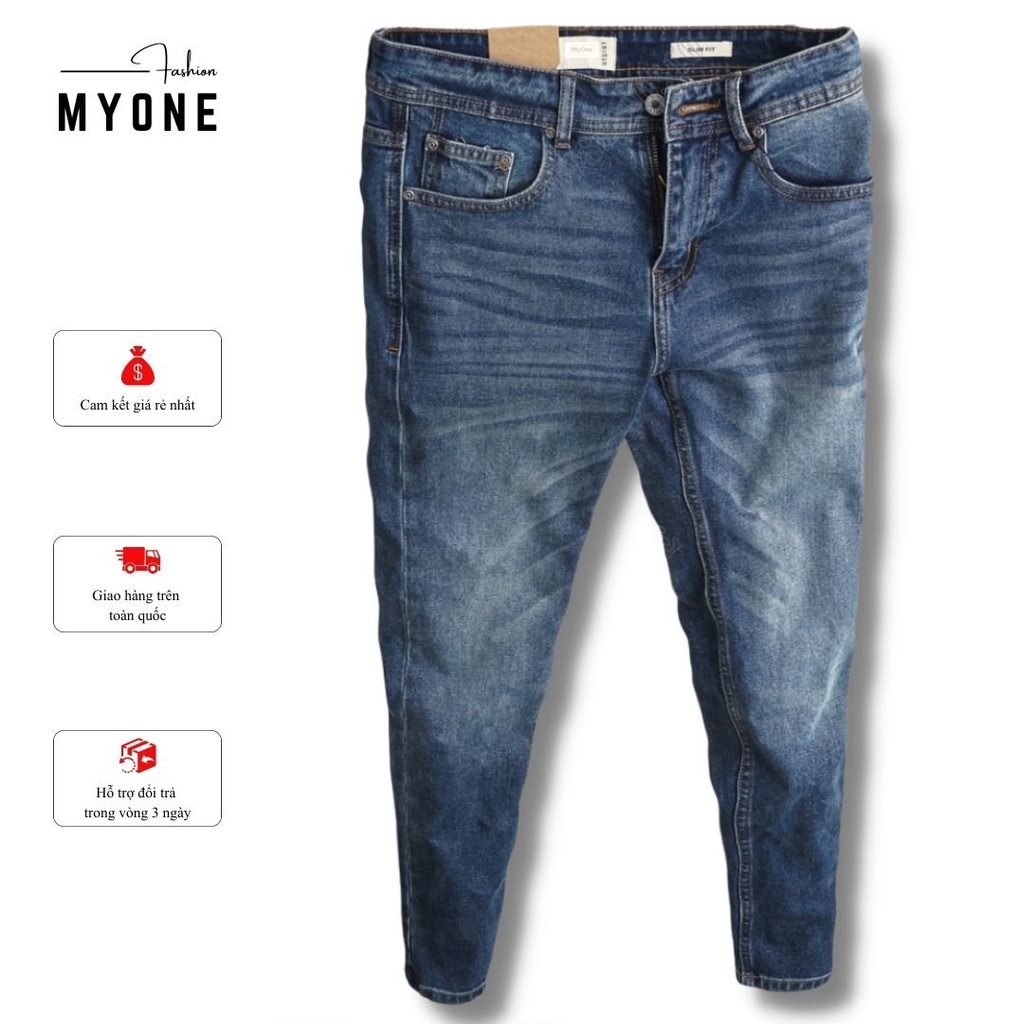 Quần jean nam, form slimfit, màu xanh biển, co giãn tốt, MyOne 22365