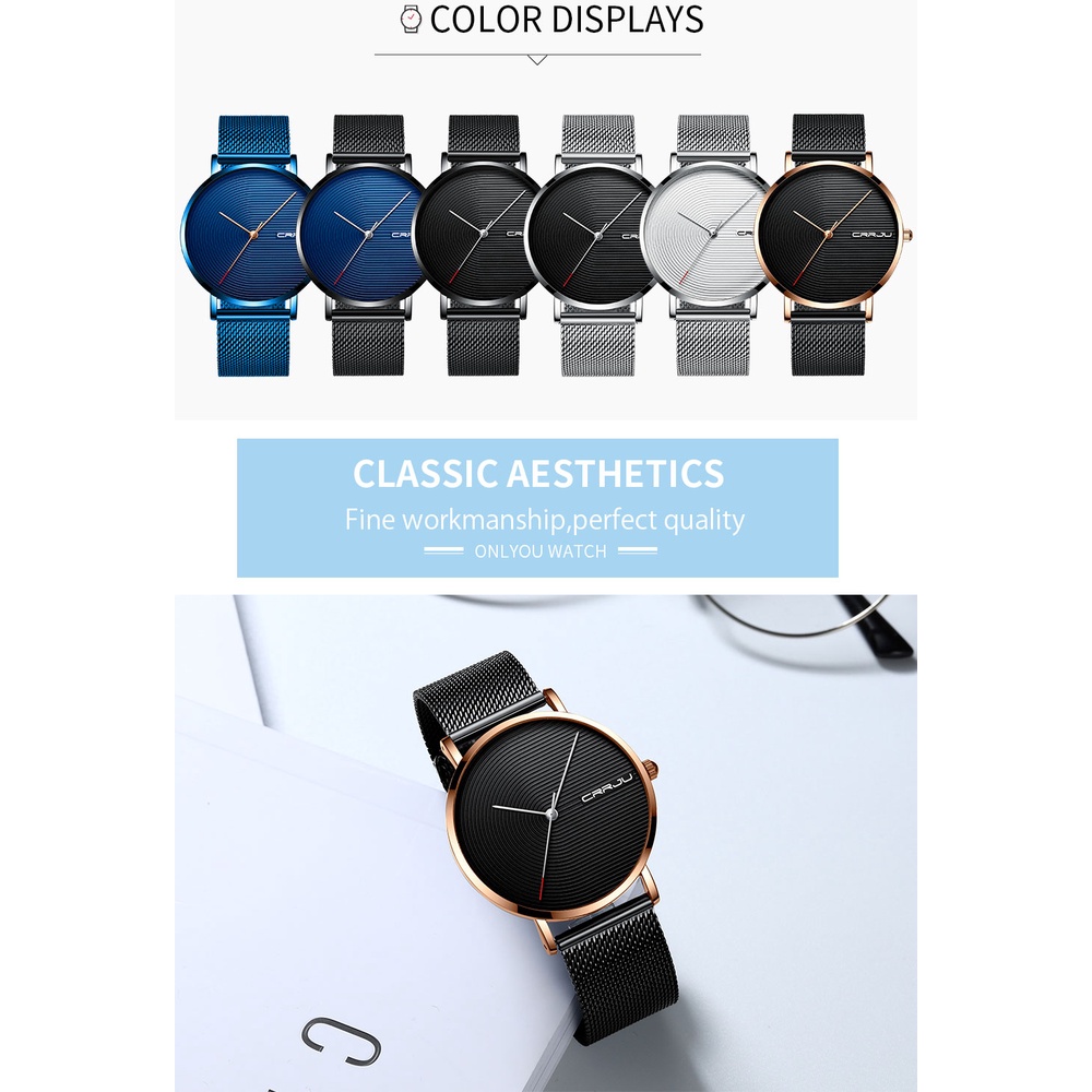 Đồng hồ thạch anh CRRJU 2164 X phong cách doanh nhân bằng thép không gỉ chống thấm nước dành cho nam