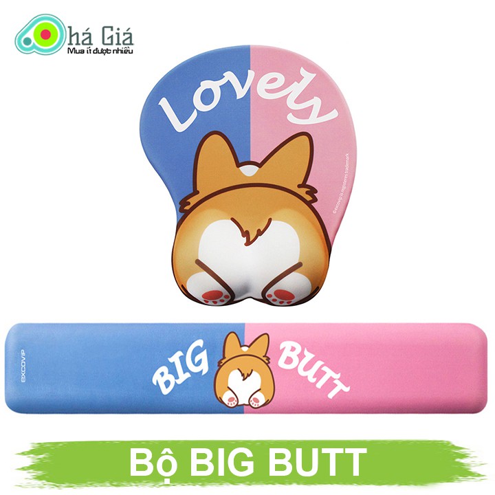 Bộ Gối Kê Bàn Phím Cỡ Lớn và Lót Chuột Máy Tính Chống Đau Mỏi Cổ Tay Chơi Game Slicone Cao Cấp EXCO VIP Cute Dễ Thương