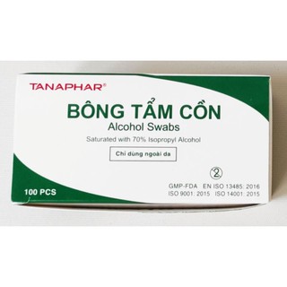 Bông tẩm cồn tanaphar, hộp 100 miếng