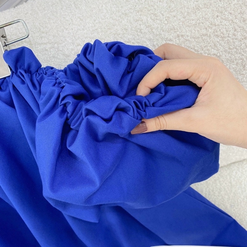 ÁO TRỄ VAI XANH BIỂN ĐẬM TAY PHỒNG
