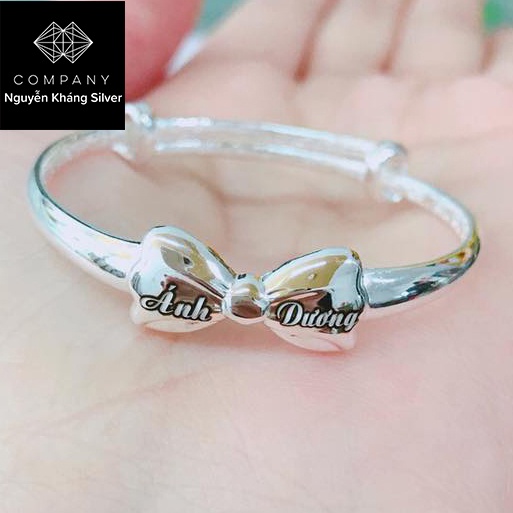LẮC TAY BẠC ĐẸP HÌNH NƠ CHO BÉ GÁI, BẠC 999, BẠC NGUYỄN KHÁNG