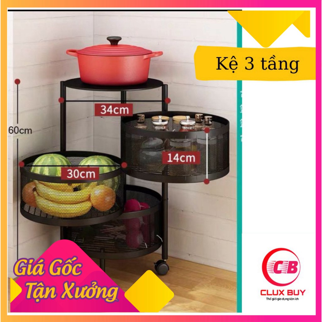 Kệ đa năng đựng rau củ quả và đồ gia dụng, Kệ tròn xoay để hoa quả nhiều tầng nhà bếp[HÀNG CÓ SẴN]