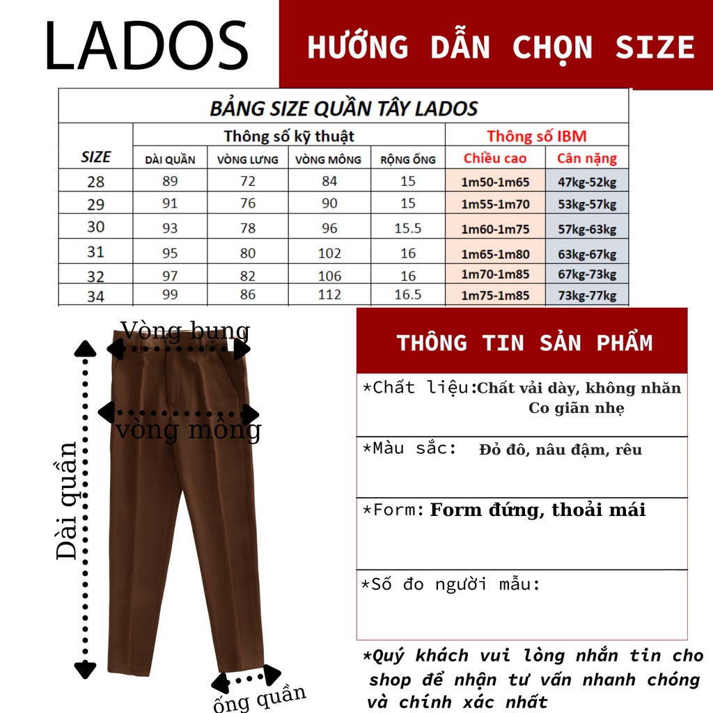 Quần tây nam dài cao cấp LADOS-14065, quần âu ống suông, co giãn nhẹ