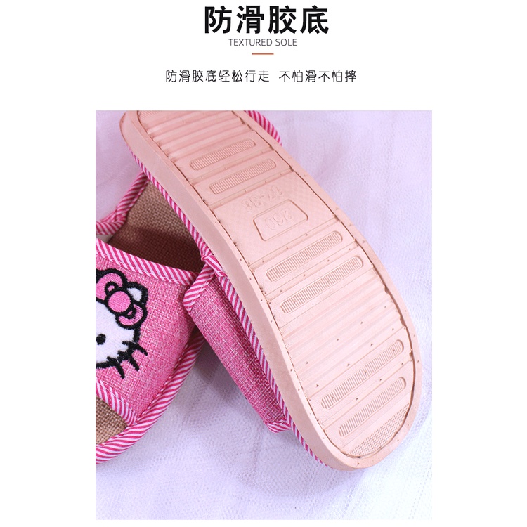 Hello kitty Dép cotton Đế Vừa Thoáng Khí In Họa Tiết Hoạt Hình Dễ Thương Thời Trang Mùa Hè Cho Nữ
