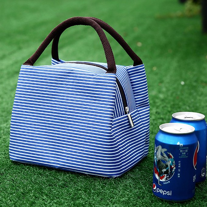 Túi đựng hộp cơm, túi giữ nhiệt thức ăn sọc ngang (size 23x11x17cm)