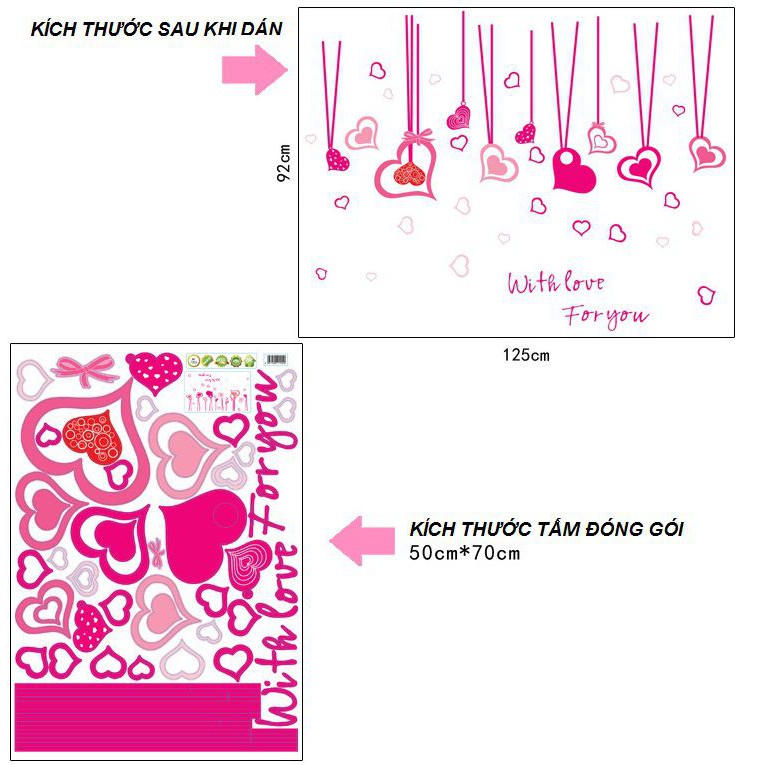 Decal dán tường phòng ngủ [FREESHIP] màu hồng Combo Kitty dễ thương Amyshop