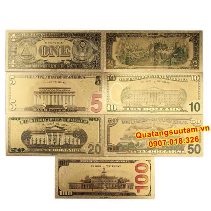 [HÀNG XỊN] Combo 7 Tờ Tiền Đô La (USD) Kỉ Niệm Plastic Mạ Vàng Óng Ánh Siêu Đẹp Tặng Kèm Bao Lì Xì