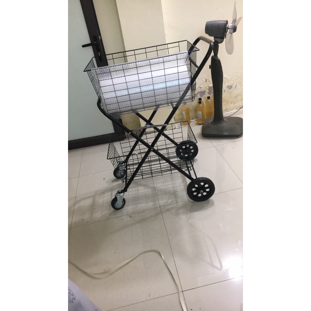 Xe Đẩy Hàng , Xe siêu thị 2 tầng gấp gọn tiện dụng nhập khẩu mới XDC04