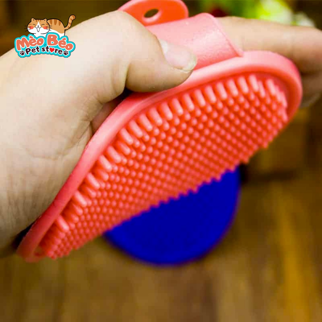 Găng tay tắm chó mèo - Găng tay massage chải lông cho chó mèo hình bầu dục- Mèo Béo Petshop