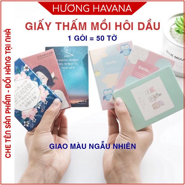 Giấy thấm dầu da mặt 1 gói 50 tờ nội địa trung dành cho da dầu Havana DC02