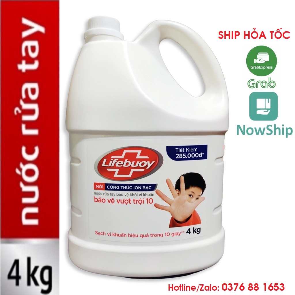 Nước Rửa Tay LIFEBUOY 4kg Diệt Khuẩn 99% Bảo Vệ Vượt Trội Can nhựa lớn Big size 4 kg 4 kí