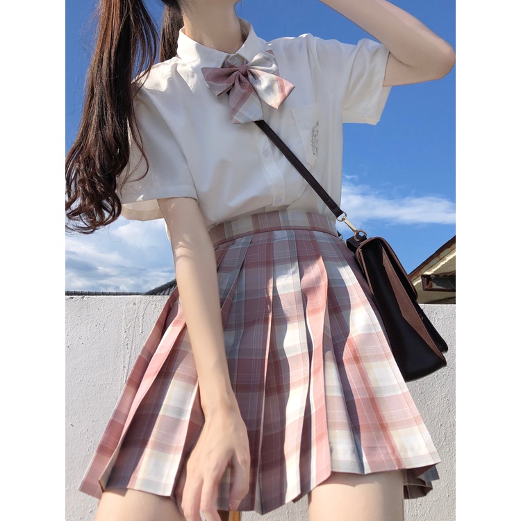 Sét JK 7 Móm Váy Kẻ 42cm Bling Bling, Aó,  Nơ,Buộc tóc, Bảng Tên, Móc