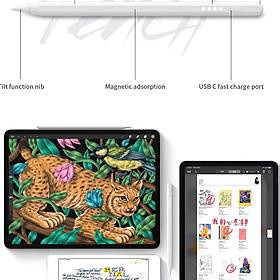 Bút Wiwu Pencil Pro 4 Đèn Led Dành Cho Ipad Có Chế Độ Tiết Kiệm Năng Lượng, Chống Tỳ Tay - Hàng Chính Hãng