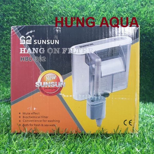 Lọc thác treo bể cá mini SUNSUN HBL 302, 3W, 350L/H tiết kiệm điện (combo kèm vật liệu lọc)