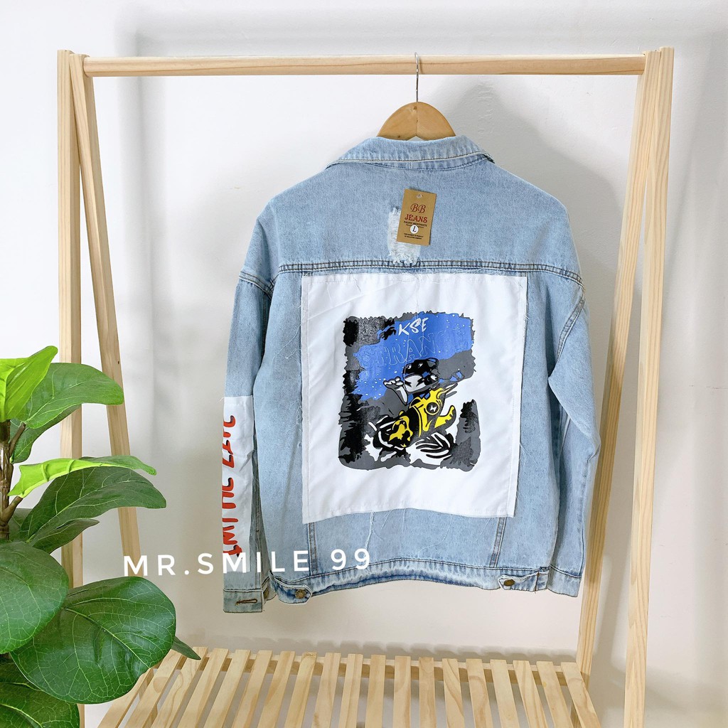 ÁO KHOÁC JEAN NAM NỮ UNISEX HÌNH PHÍA SAU MR SMILE 99 SHOP