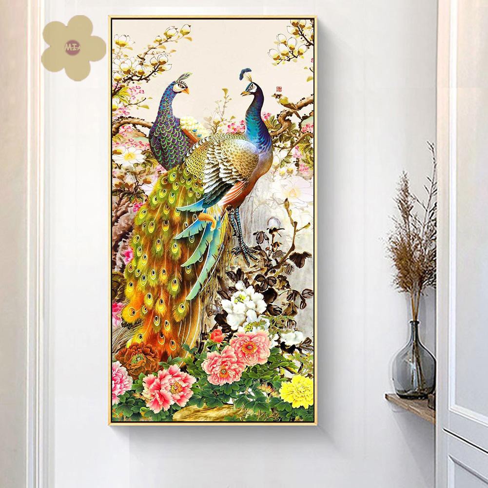 Bộ Tranh Đính Đá Tự Làm Hình Chim Công