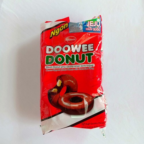 Bịch 12 bánh Donut Doowe 360gr vị dâu, socola, sữa, phô mai, hỗn hợp, socola cam