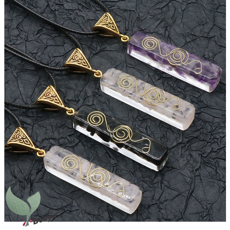 Orgone Vòng cổ Mặt Đá Obsidian / Thạch Anh Tím / Hoa Hồng - Orgone Phát Điện Orgonite Pha Lê