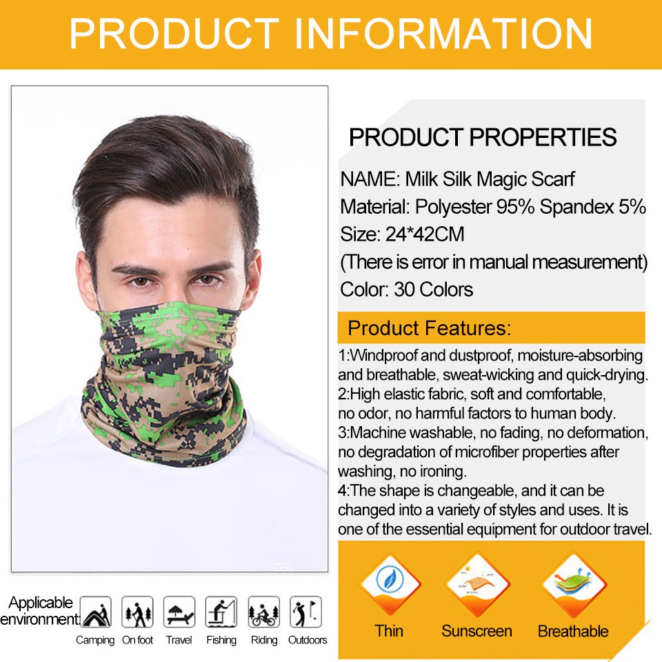 Khẩu Trang Bandana Bằng Lụa Lạnh Thoáng Khí Chống Nắng Chống Gió Mùa Hè Cho Nam Nữ Hoạt Động Thể Thao Ngoài Trời