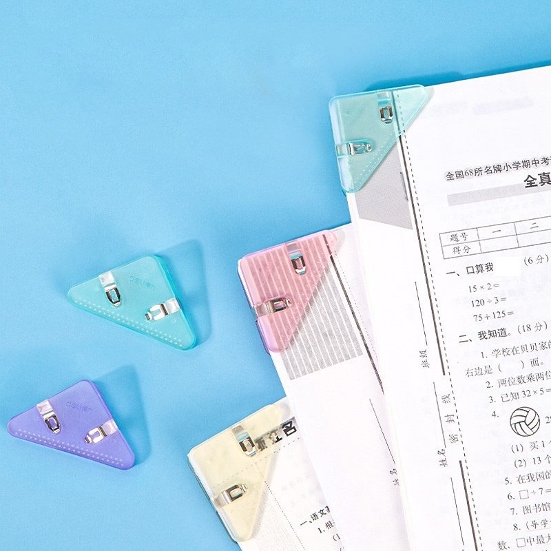 Bộ 4 Kẹp Giấy Hình Tam Giác Bằng Nhựa Màu Sắc Ngọt Ngào Tiện Dụng