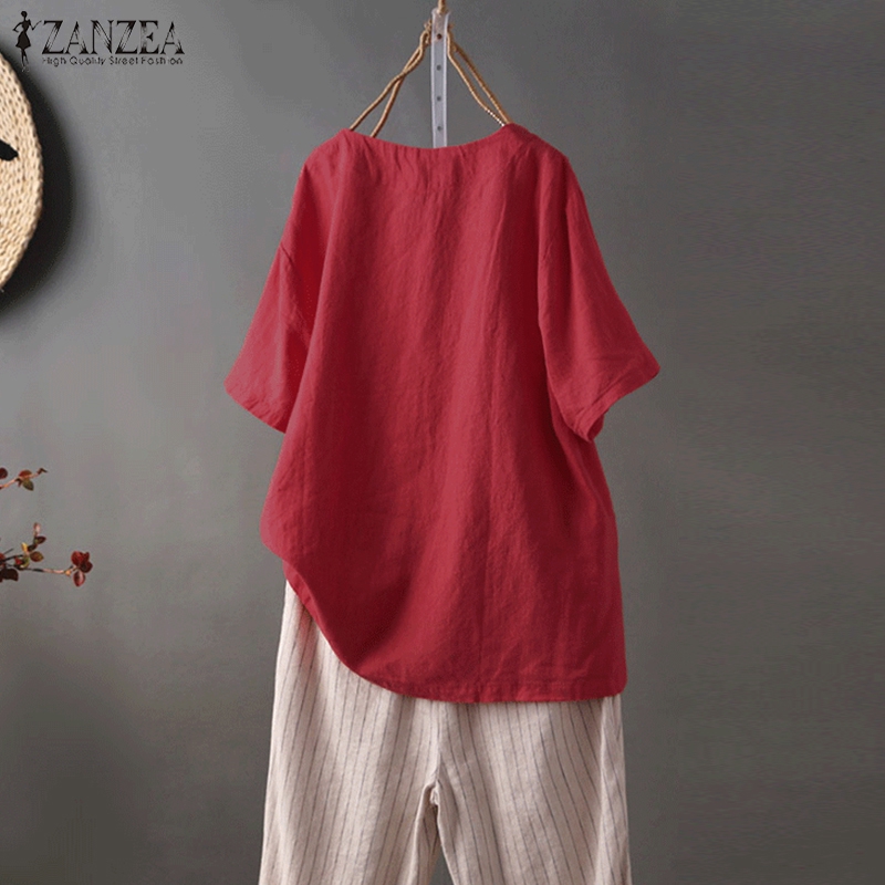 Áo tay ngắn họa tiết thêu ZANZEA thời trang cho nữ | BigBuy360 - bigbuy360.vn