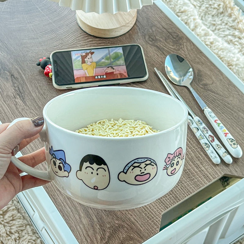 Tô Ăn Mì Cỡ Lớn Bằng Sứ Xốp Màu Cầu Vồng Kèm Nắp Phong Cách Hàn Quốc Dễ Thương Dành Cho Nữ Sinh 6.9