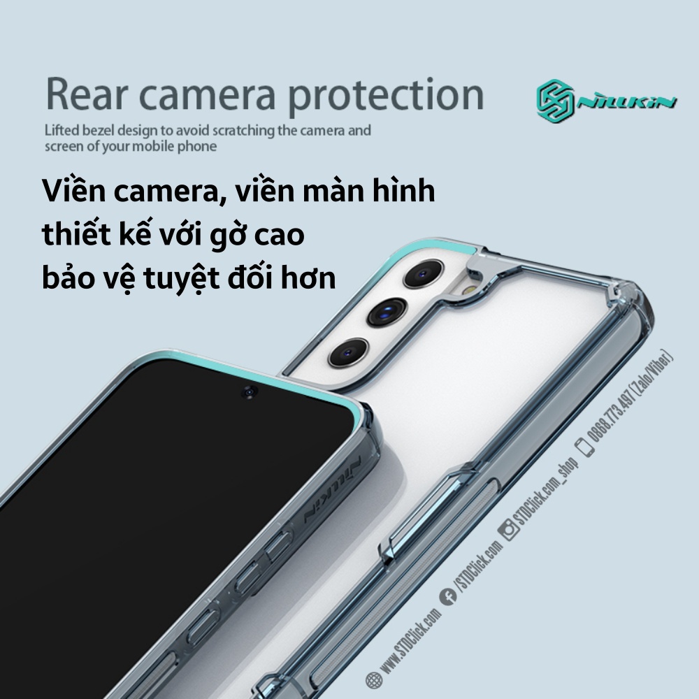 ỐP LƯNG SAMSUNG GALAXY S22 5G NILLKIN NATURE TPU PRO LƯNG KÍNH PC TRONG VIỀN DẺO CHÍNH HÃNG