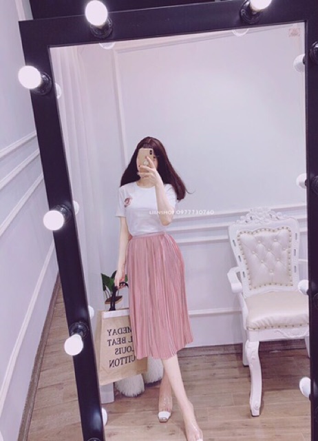 Chân váy xếp ly nhỏ dáng midi hàng loại 1 QC | BigBuy360 - bigbuy360.vn