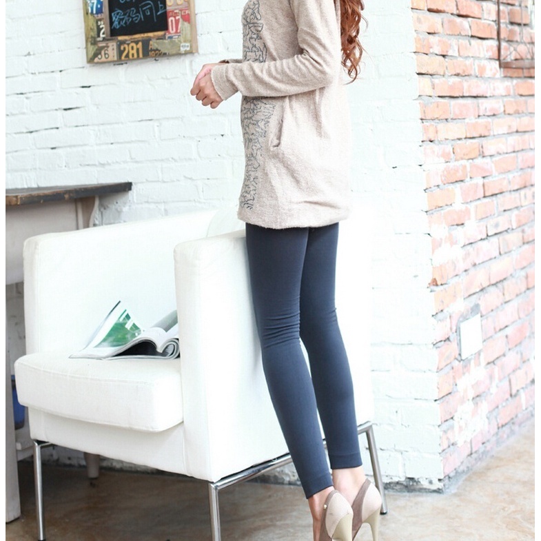 {Soltweter} Quần Tất Bó Sát Chân Dày Co Giãn Màu Trơn Ấm Áp Dành Cho Nữ